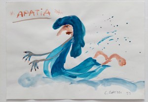 Projekt postaci do filmu Tytus Romek i A'Tomek wśród złodziei marzeń - Apatia - rysunek proj. Leszek Gałysz [ca 1999] (1)