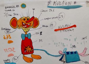Kulfon i Monika - szablon kolorów Kulfona - folia animacyjna proj. Leszek Gałysz, Krzysztof Rynkiewicz [ca 1997]