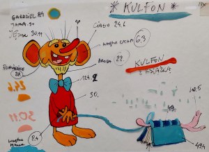 Kulfon i Monika - szablon kolorów Kulfona - folia animacyjna proj. Leszek Gałysz, Krzysztof Rynkiewicz [ca 1997]