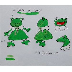 Kulfon i Monika - szablon kolorów Moniki - folia animacyjna proj. Leszek Gałysz, Krzysztof Rynkiewicz [ca 1995]