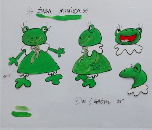 Kulfon i Monika - szablon kolorów Moniki - folia animacyjna proj. Leszek Gałysz, Krzysztof Rynkiewicz [ca 1995]