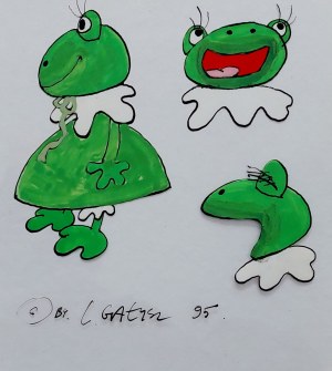 Kulfon i Monika - szablon kolorów Moniki - folia animacyjna proj. Leszek Gałysz, Krzysztof Rynkiewicz [ca 1995]