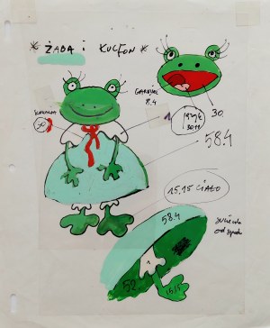 Kulfon i Monika - szablon kolorów Moniki - folia animacyjna proj. Leszek Gałysz, Krzysztof Rynkiewicz [ca 1995]
