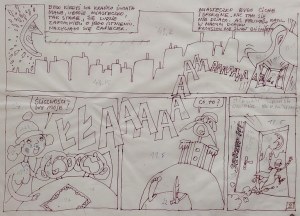 Projekt planszy do komiksu Jacek i Placek proj. Leszek Gałysz [ca 1987]