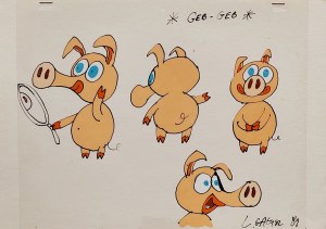 Doktor Dolittle - świnka Geb-Geb - folia animacyjna proj. Leszek Gałysz [ca 1989]
