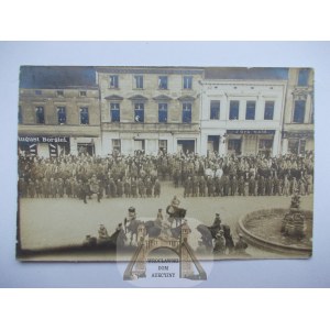 Myslowice, Myslowitz, Market Square, military parade, 1920