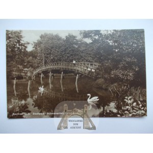 Bytom, Beuthen, City Park, bridge, 1928