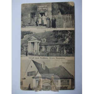 Domaszowice k. Namysłów, szkoła, pałac, sklep, ok. 1920
