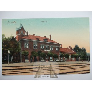 Pokój, Carlsruhe, dworzec, peron, ok. 1913