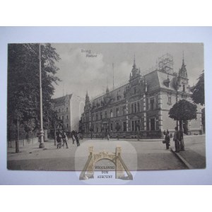 Brzeg, Brieg, post office, street, 1915