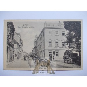 Koźle, Cosel, market, hotel, automobile, collage, ca. 1920