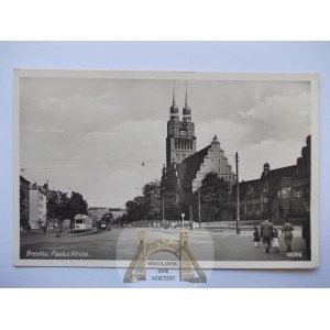Wrocław, Breslau, ul. Legnicka, kościół św. Pawła, ok. 1938