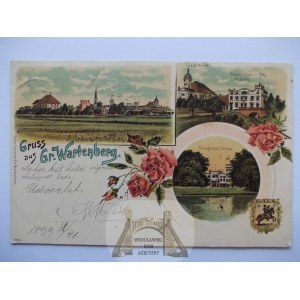 Syców, Gross Wartenberg, litografia, pałac, 1899