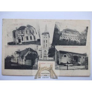 Cieszków, Freyhan bei Milicz, Palast, Kirche, Postamt, ca. 1909