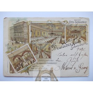 Świdnica, Schweidnitz, hotel, litografia, 1897