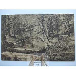 Walbrzych, Książ, Pełcznica River Gorge, cascade, circa 1920.