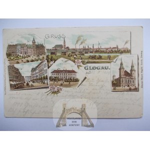 Głogów, Glogau, litografia, 1900
