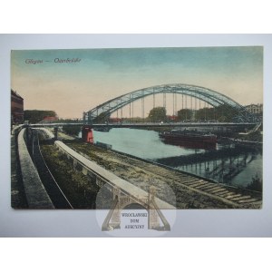 Głogów, Glogau, Brücke über die Oder, ca. 1914