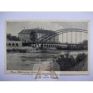 Głogów, Glogau, most, zamek, 1940