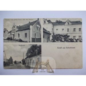 Żabice k. Chocianów, pałac, gospoda, ulica, ok. 1920