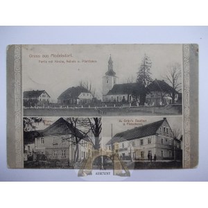 Modlikowice k. Złotoryja, kościół, gospoda, 1910