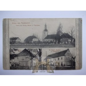 Modlikowice near Zlotoryja, church, inn, 1910