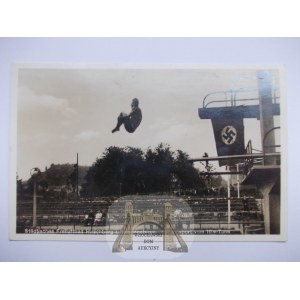 Jelenia Gora, Hirschberg, swimming pool, water jump, circa 1940.