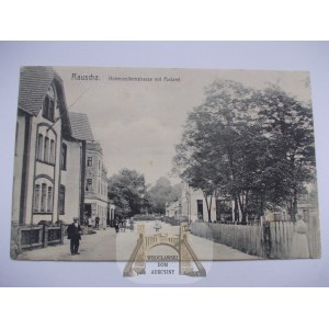 Ruszów, Rauscha, Straße und Postamt, 1905