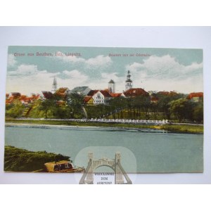 Bytom Odrzański, Beuthen, panorama od strony Odry, ok. 1915