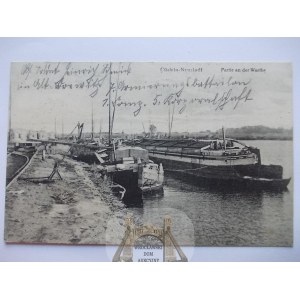Kostrzyn, Custrin - Neustadt, Warta, barges, 1914