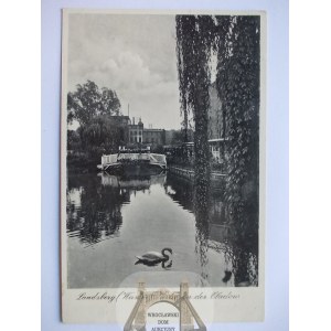 Gorzów Wielkopolski, Landsberg, nad rzeką, mostek, 1942