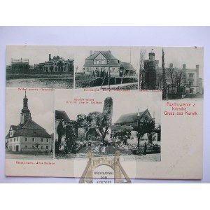 Kurnik, 5 widoków, spalony ratusz, 1909