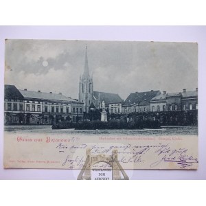 Bojanowo k. Rawicz, Marktplatz, Kirche, Mondlicht, 1899