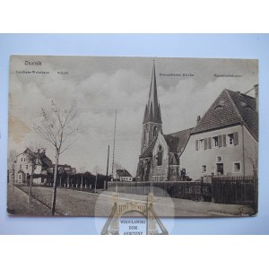 Oborniki Wielkopolskie, kościół, ulica, ok. 1915
