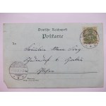 Krotoszyn, Krotoschin, litografia, srebrzona, księżycówka, 1901