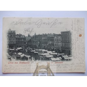 Krotoszyn, Krotoschin, Rynek, dzień targowy, 1902