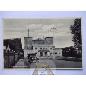 Piła, Schneidemuhl, dworzec, samochód, 1939