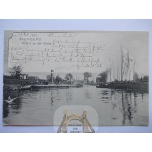 Bydgoszcz, Bromberg, on the Brda River, steamboat, 1902