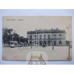 Inowrocław, Hohensalza, dworzec, tramwaj, 1916