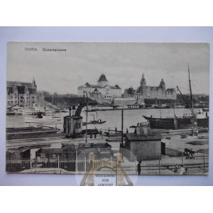 Szczecin, Stettin, wharf, ships, ca. 1910