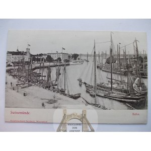 Świnoujście, Swinemunde, port, cała tłoczona, ok. 1902