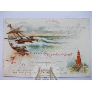 Świnoujście, Swinemunde, Chorzelin, litografia, 1903