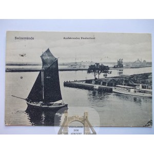 Świnoujście, Swinemunde, Łódź rybacka, 1919