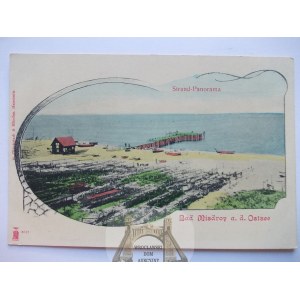 Międzyzdroje, Misdroy, plaża, sieci rybackie, ok. 1900