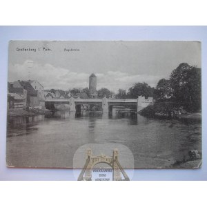 Gryfice, Greifenhagen, panorama, bridge, ca. 1910 (mailed 1946)