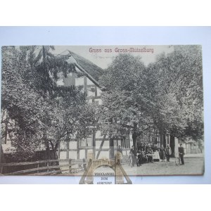 Mysliborz Wielki near Police, street, cottage, 1909