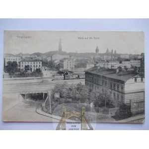 Stargard, Panorama, Eisenbahnschienen 1908