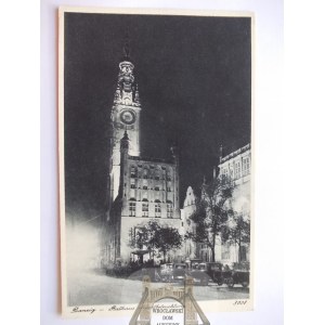 Gdańsk, Danzig, ratusz nocą, ok. 1930