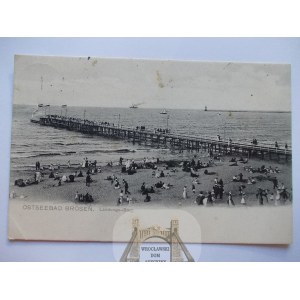 Gdańsk Brzeźno, Danzig Brosen, molo, plaża, 1905