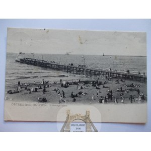 Gdansk Brzezno, Danzig Brosen, pier, beach, 1905